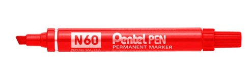 Pentel N60B Red Chisel Point Permanent Ink Marker Box 12